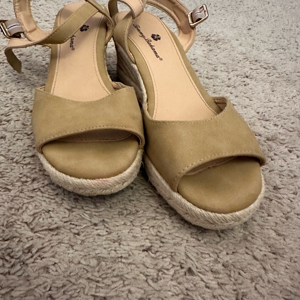 Tommy Bahama Tan Espadrille Wedge Shoes